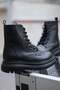 Women's Thick Sole Zippered Lace Up Boots Vesin Black - 5