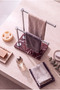 Natural Marble Elazığ Cherry Base Double Arm Chrome Metal Towel Holder |   Countertop Bathroom Towel Stand |   25X15 cm - 3