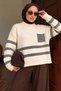 Checkerboard Patterned Single Pocket Knitwear Tunic Tsd240706 Beige