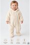 Baby Plush Astronaut Jumpsuit Cream Color Hooded Eared Footed Winter Wear
