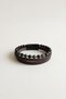 Green Natural Stone Men's Leather Bracelet with Brown Weave Detail - 3