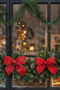 Christmas Tree 2-Piece Bow Red Glitter Eva Door and Glass Decoration - 4