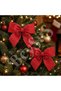 Christmas Tree 2-Piece Bow Red Glitter Eva Door and Glass Decoration - 5