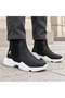 Men's Black and White Sole Laceless High Sole Comfortable Daily Casual Half Ankle Sports Boots - 5