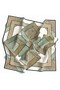 Crystal Marble Pattern Mint Green - Khaki Color 90X90 Scarf (Silk Free) Edge Stitching Shape Hand Upright - 6