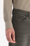 Men's Gray Dry Wash Cotton Elastane Roma Crop Slim Fit Jean Trousers A61Y3526 - 5