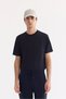 Men's Navy Blue Elastic Waist Lace-Up Quick-Drying Interlock Regular Fit Sweatpants A61Y3409 - 6