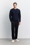 Men's Navy Blue Crew Neck Embroidered Interlock Regular Fit Sweatshirt A62Y1275 - 6