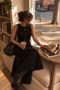 Women's Black Button Detailed Crew Neck Knitwear Vest and Long Skirt Two-Piece Set - 4