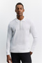 Men's Ecru Polo Collar Zippered Easy-Ironing Anti-Wrinkle Regular Fit Knitwear Sweater A62Y5010 - 6