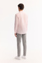 Men's Light Pink Buttoned Collar 100% Cotton Linen Textured Comfort Fit Shirt E002141 - 4