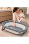 Foldable Baby Bath Tub with Folding Legs, Drain Plug & Hanging Loop, 0 Months+ Grey - 7
