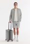 Men's Light Gray Classic Collar Zippered Seersucker Comfort Fit Shirt Jacket A61Y2038 - 7