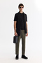 Men's Black Crew Neck Jacquard Rayon Knitwear Regular Fit T-Shirt A42Y5008 - 2