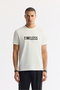 Men's Ecru Crew Neck Printed Bi-Stretch Interlock Regular Fit T-Shirt A51Y1166