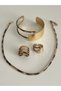 Leopard Pattern Stone Inlaid Ribbed Steel-Brass Ribbed Ring - 5