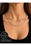 2-Piece Steel Necklace Set Barley and Paperclip Chain Silver Color Tarnish Resistant Steel - 8