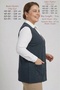 Large Size Comfortable Fit Ecrin Fabric Seasonal Short Mother's Vest 75 Cm. Battal Women's Adhesive Stone Detailed Buttoned - 3