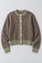 Women's Khaki Patterned Buttoned Knitwear Cardigan - 5