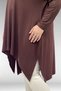 58070 Large Size Asymmetrical Cut Combed Cotton Tunic - Brown - 2