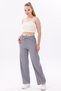 Women's High Waist Gray Gabardine-Linen Textured Trousers – Breathable Fabric, 4 Seasons - 4