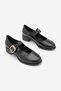 Women's Loafer Buckle Casual Thick Classic Heeled Shoes Meniz Black Croco - 5