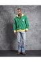 Retro 1970 Tracksuit Top Green Yellow Zippered Sweatshirt - 7