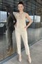 Women's Button Detailed Lined Vest and Trousers Two-Piece Set