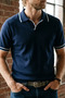 Men's Polo Neck Stripe Detailed Knitwear T-Shirt