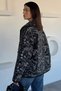 Women's Inner Lined Leather Garnished Snap Fastener Patterned Jacket - 5