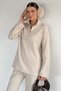 Women's Polo Collar Thessaloniki Fabric Sweat Elastic Waist Pants Double Set