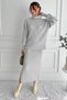 Women's Full Turtleneck Ribbed Knitwear Sweater Skirt Two-Piece Set - 2