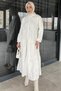 Women's Front Buttoned Ruffled Hijab Dress with Elasticated Ankles