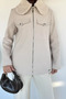 Collar Plush Stone Embroidered Hijab Coat - 4