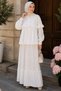 Women's Ruffled Scalloped Stone Embroidered Hijab Shirt Skirt Two-Piece Set - 3