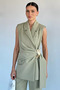 Women's Double-Breasted Collar Gold Detailed Vest and Elastic Waist Trousers Two-Piece Set - 2