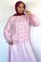 Guipure Detailed Shirt, Elastic Waist Skirt, Hijab, Two-Piece Set - 2