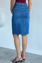 Women's Jean Denim Skirt with Pockets and Slit Detail - 4