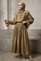 Collared Lace-Up Lined Blouse Skirt Hijab Double Set