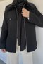 Collar Plush Stone Embroidered Hijab Coat - 4