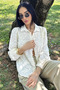 Women's Leaf Patterned Long Sleeve Shirt