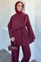 Elastic Waist Trousers with Gold Buckle Detail, Tie-Waist Tunic, Islamic Clothing, Double Layer - 3