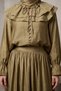 Collared Lace-Up Lined Blouse Skirt Hijab Double Set - 3