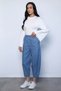 Women's elasticated wide-leg jeans
