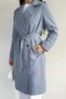 Women's Double-Breasted Collar Trench Coat with Inner Lining and Waist Belt Detail - 2