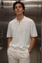 Men's Polo Neck T-Shirt with Self-Line Pattern - 2