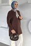 Gülseli Crew Neck Hijab Knitwear Tunic with Scarf and Brooch Detail