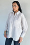 Women's Striped Oversize Shirt with Pockets - 2