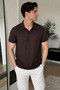 Polo Collar Self-Patterned Men's T-Shirt