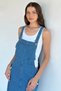 Women's Jean Denim Salopet Dress with Front Pocket Detail and Tassels - 3